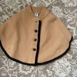 Janie and Jack Beige Knit Cape with Black Detail
